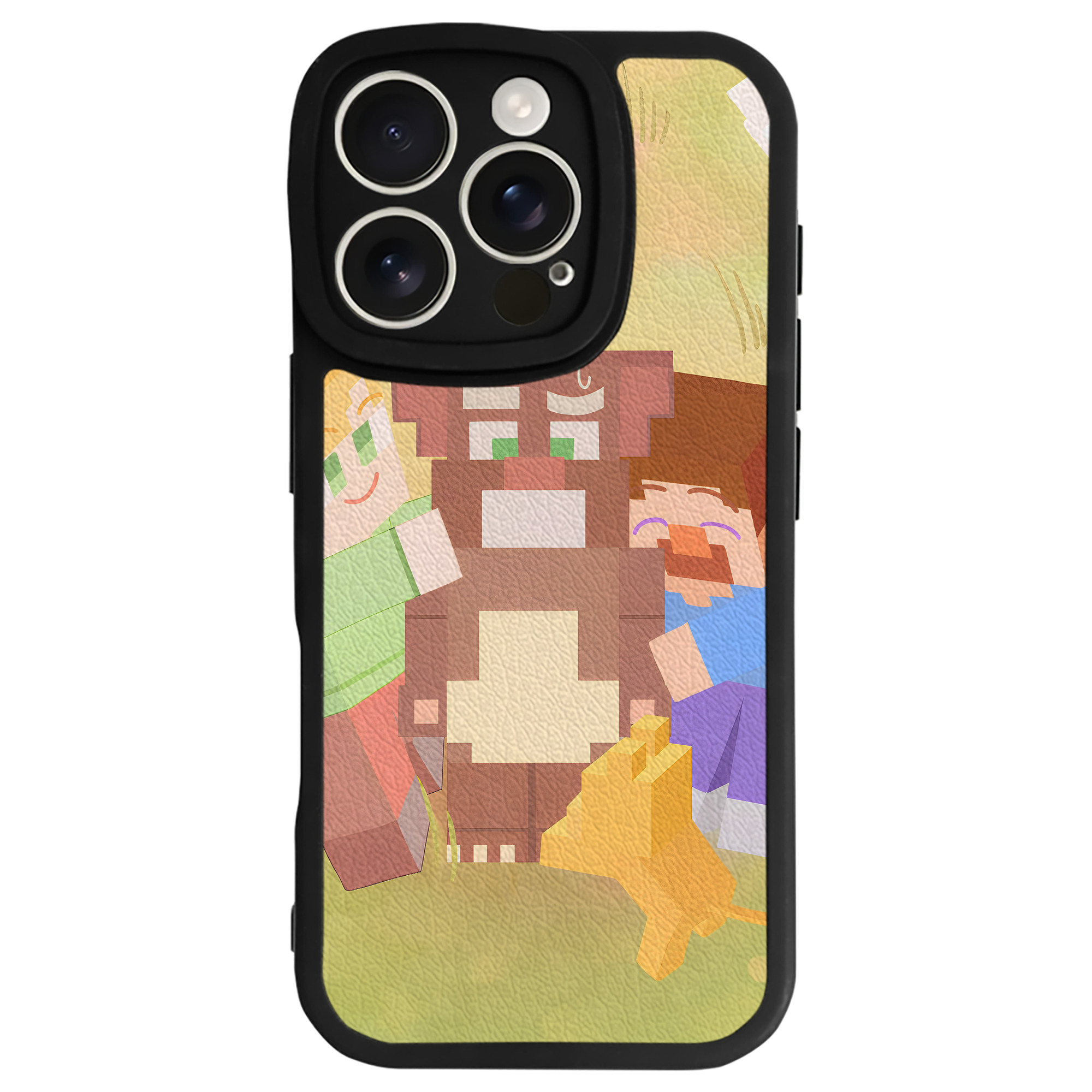 （画像用） マインクラフト ブロックの世界 Minecraft MC Block world 【iPhone 16シリーズ対応】シリコンスマホケース（レザー調） 材質：シリコン